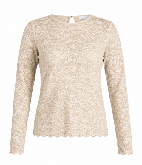 Yest Curve kanten shirt Hortensia A006674 Zand
