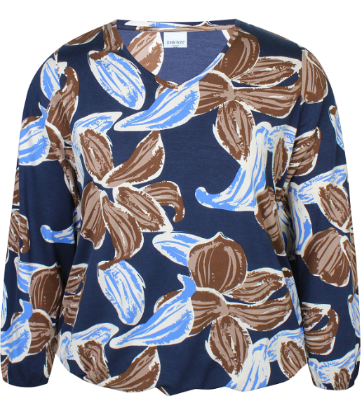 Zhenzi shirt lange mouwen met print 201587 Blauw