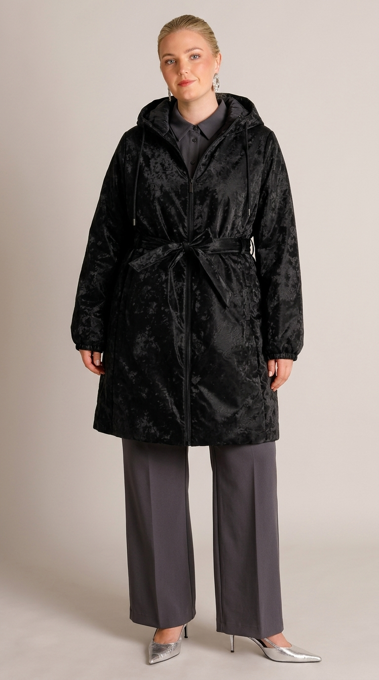 Yest Curve winterjas glanzende stof Romyra A006538 Zwart
