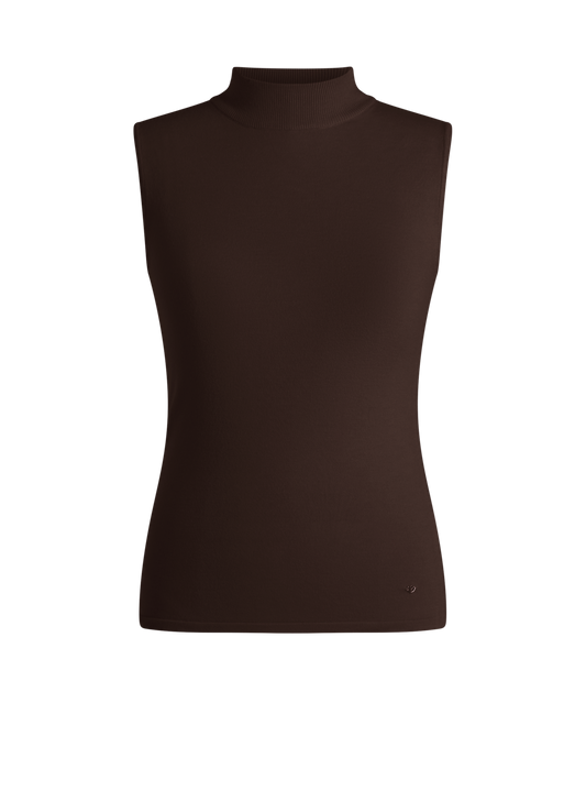 Yest Curve  mouwloos topje met turtleneck Franka A006457 bruin