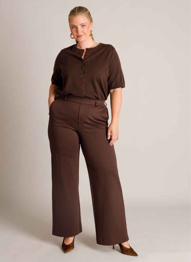 Yest Curve broek wijde pijpen Tasya A006482 32" bruin