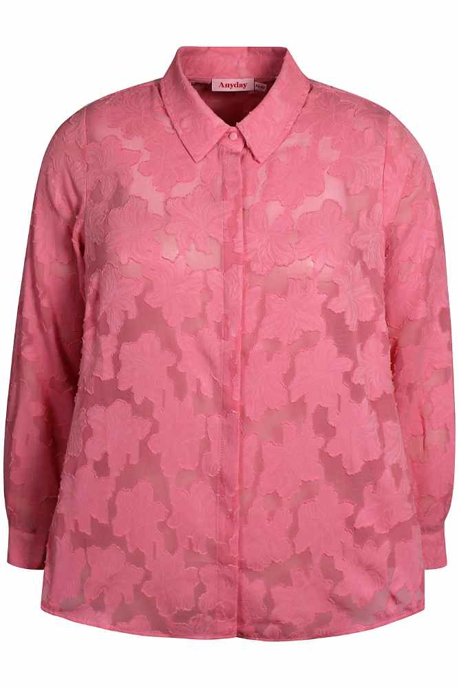 Anyday blouse Alyssa, roze met bloemenstructuur, detailfoto