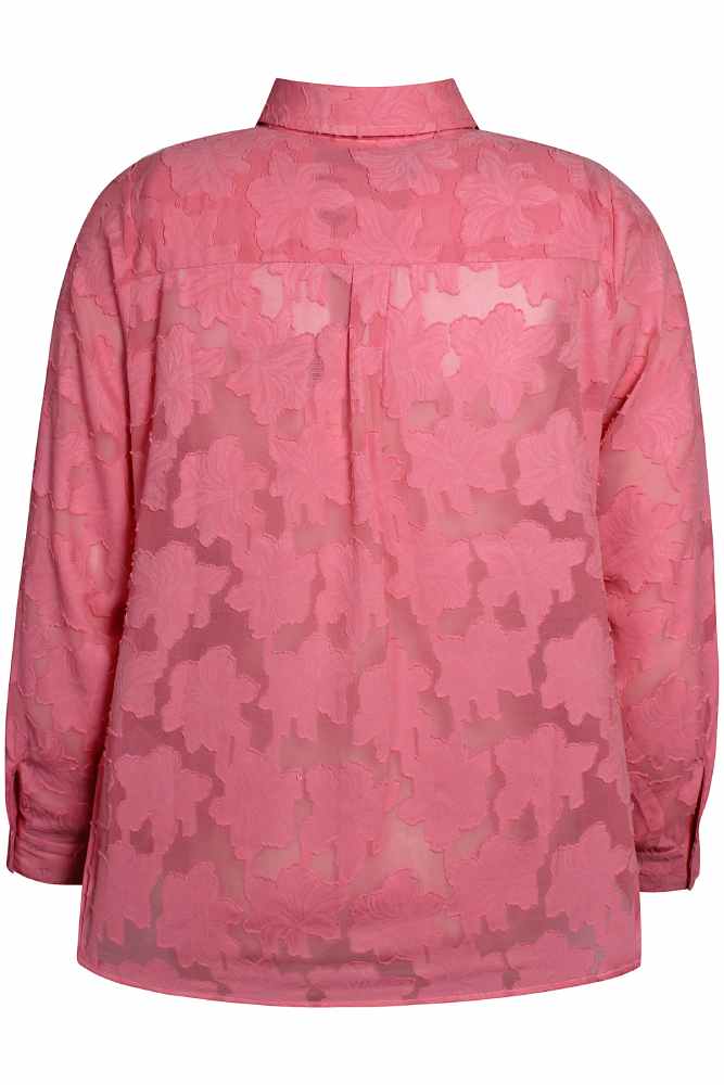 Anyday blouse Alyssa, roze met bloemenstructuur, detailfoto