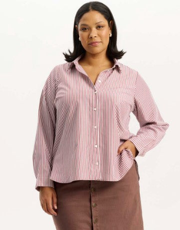 Anyday blouse Lotte, gestreept, port