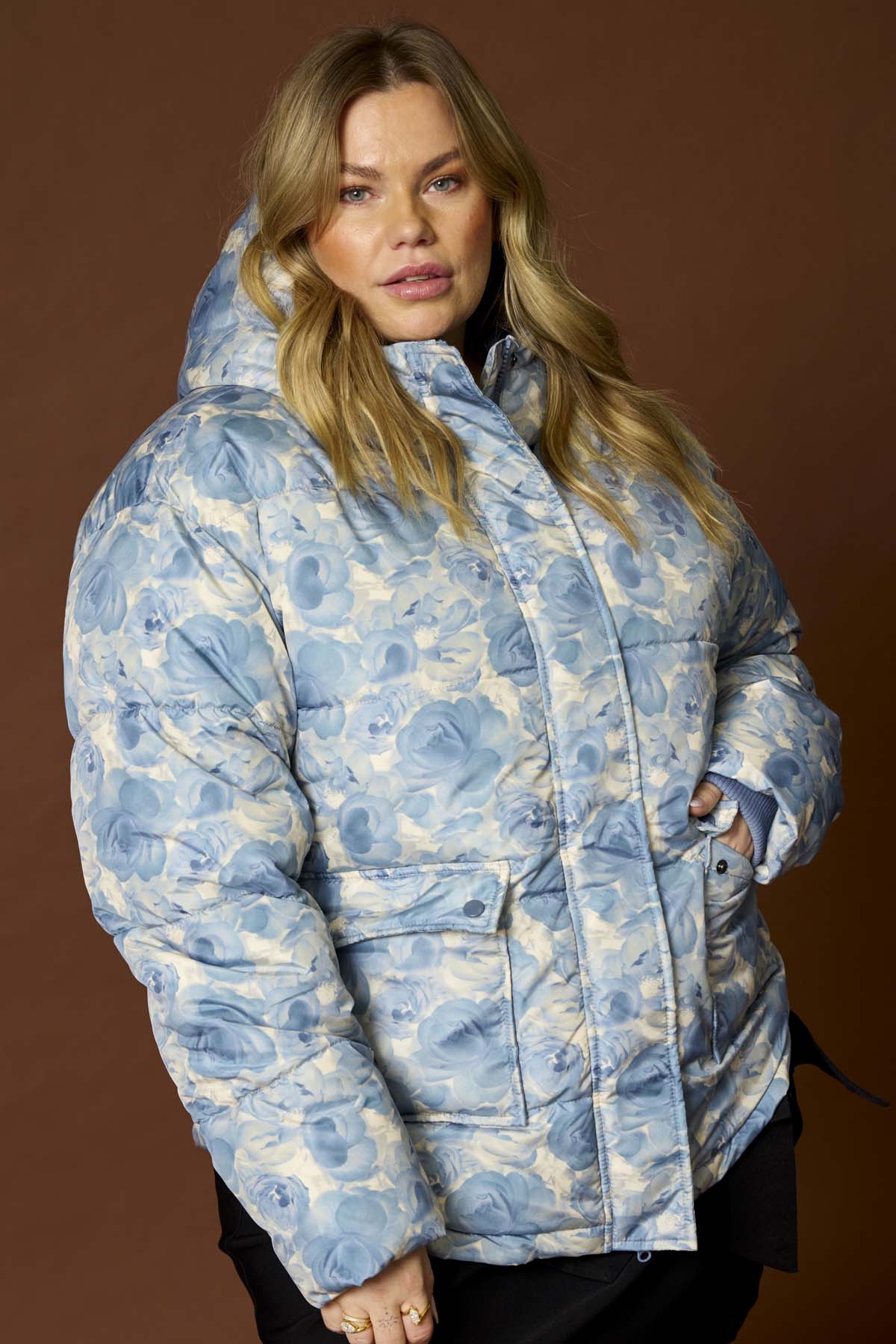 Anyday winterjas blauw, detailfoto