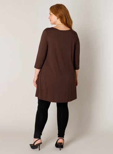 BaseLevelCurvyA-lijnshirtmetdriekwartmouwAria7000029bruin__2