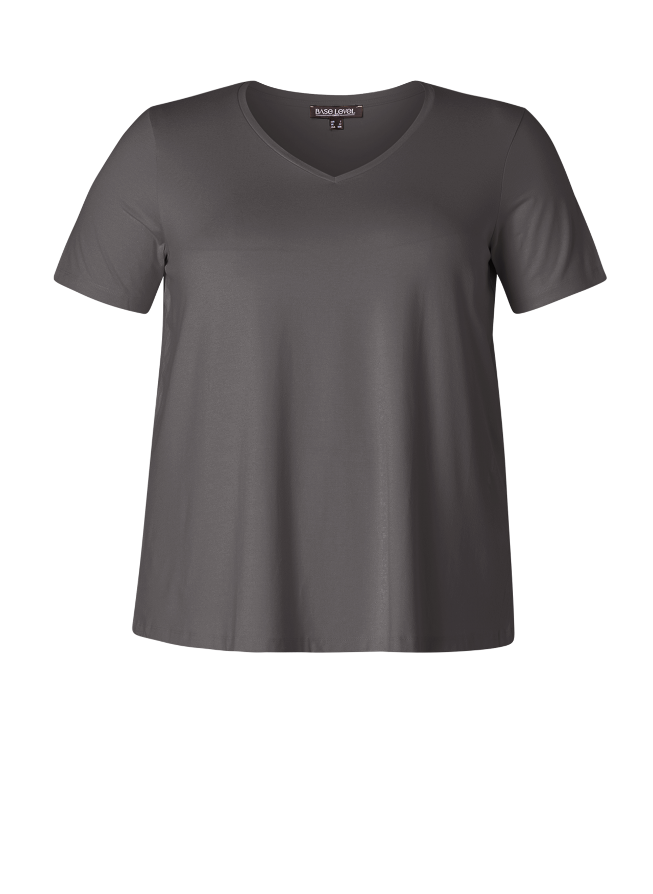 Base Level Curvy T-shirt met V-hals 7000018 Alba grijs
