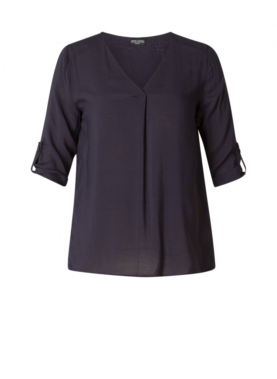 BaseLevelCurvyblousemetv-halsendriekwartmouwYanina7000090Blauw__4