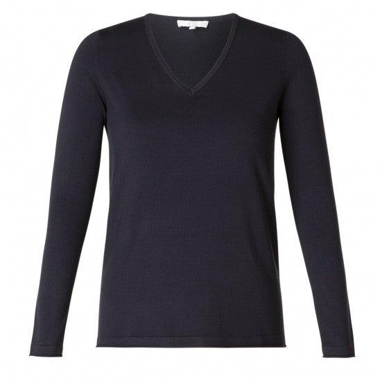 Base Level Curvy fijngebreide trui met V-hals in blauw