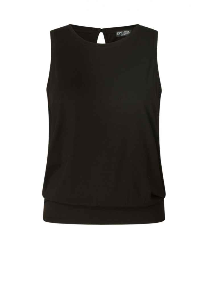 Base Level Curvy mouwloze top met blousonzoom 7000032 Yasmina  Zwart