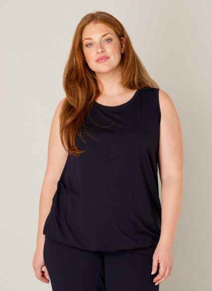 Base Level Curvy mouwloze top met blousonzoom in blauw