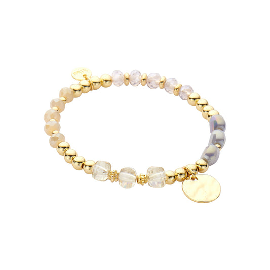 Biba armband blauw, metaal met crystal en glas