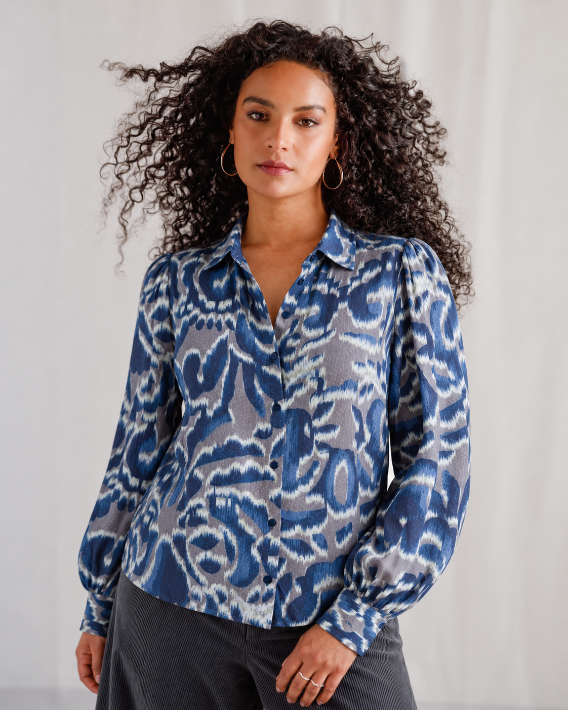 Yest Curve blouse met print Vianne A006571 Blauw
