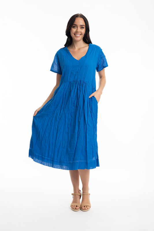 Essentials Cotton Gauze Dress Peak 51895 Blauw