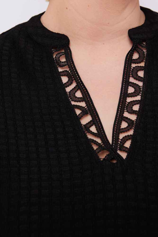 Exxcellent Shirt met v-hals 25ZFZE21 Maribel Zwart