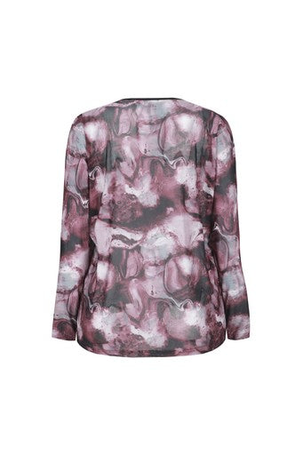 Exxcellent mesh top Oliva aubergine, detailfoto