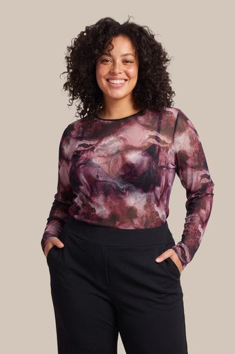 Exxcellent mesh top Oliva aubergine
