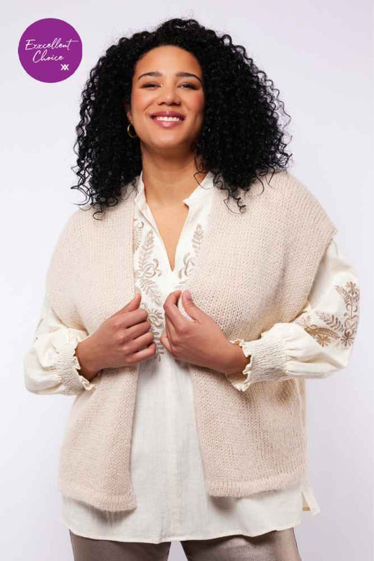 Exxcellent gebreid gilet 25NLE01 Halle Beige