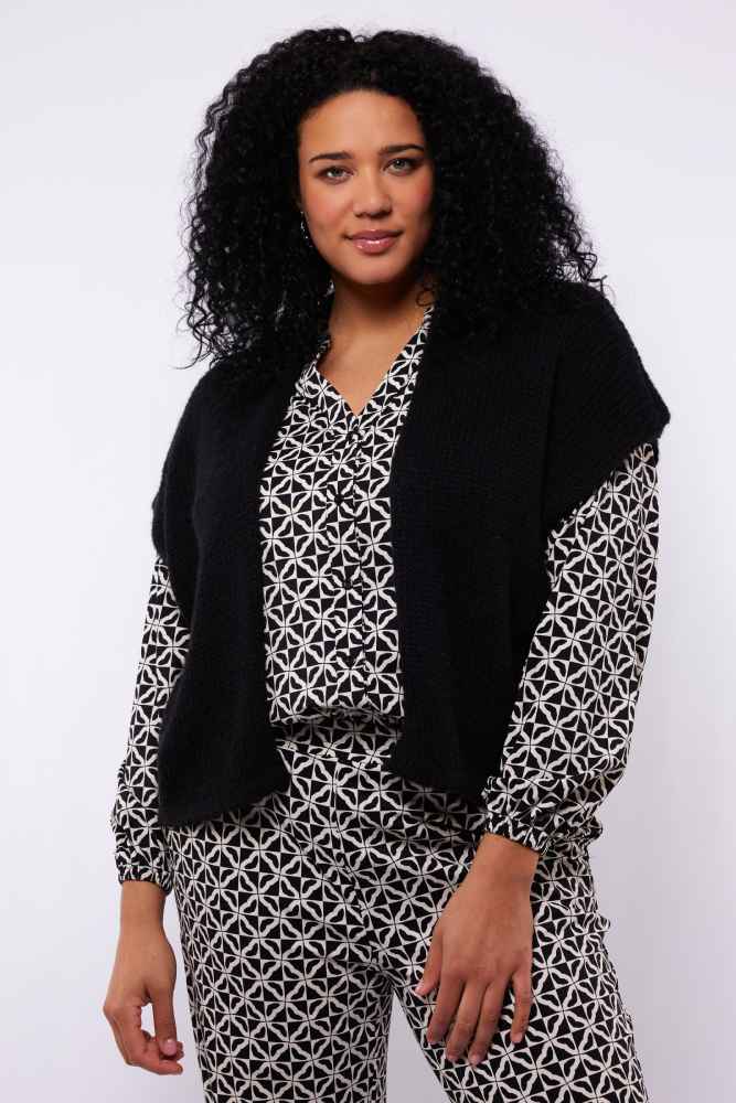 Exxcellent gebreid gilet 25NLE01 Halle Zwart