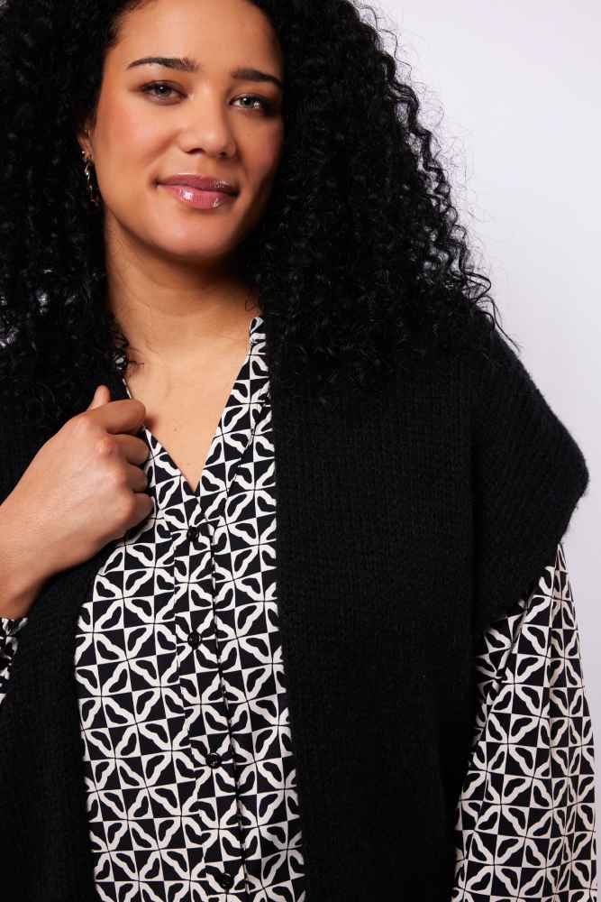 Exxcellent gebreid gilet 25NLE01 Halle Zwart