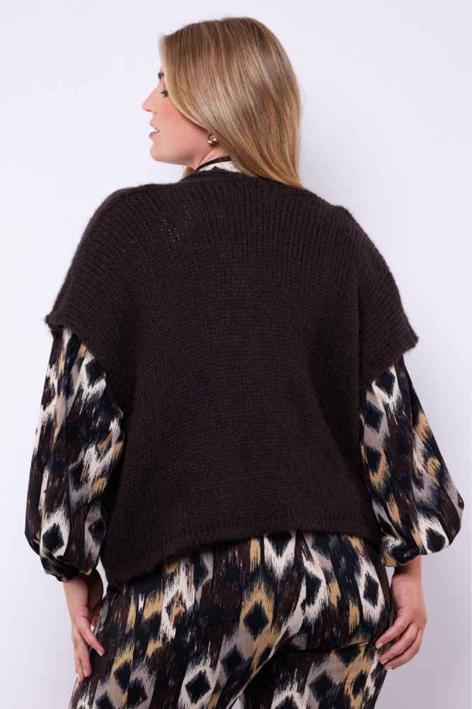 Exxcellent gebreid gilet 25NLE01 Halle bruin
