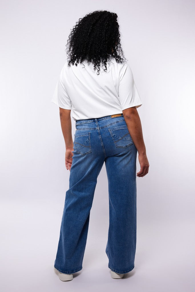 Exxcellent jeans wide leg blauw, detailfoto