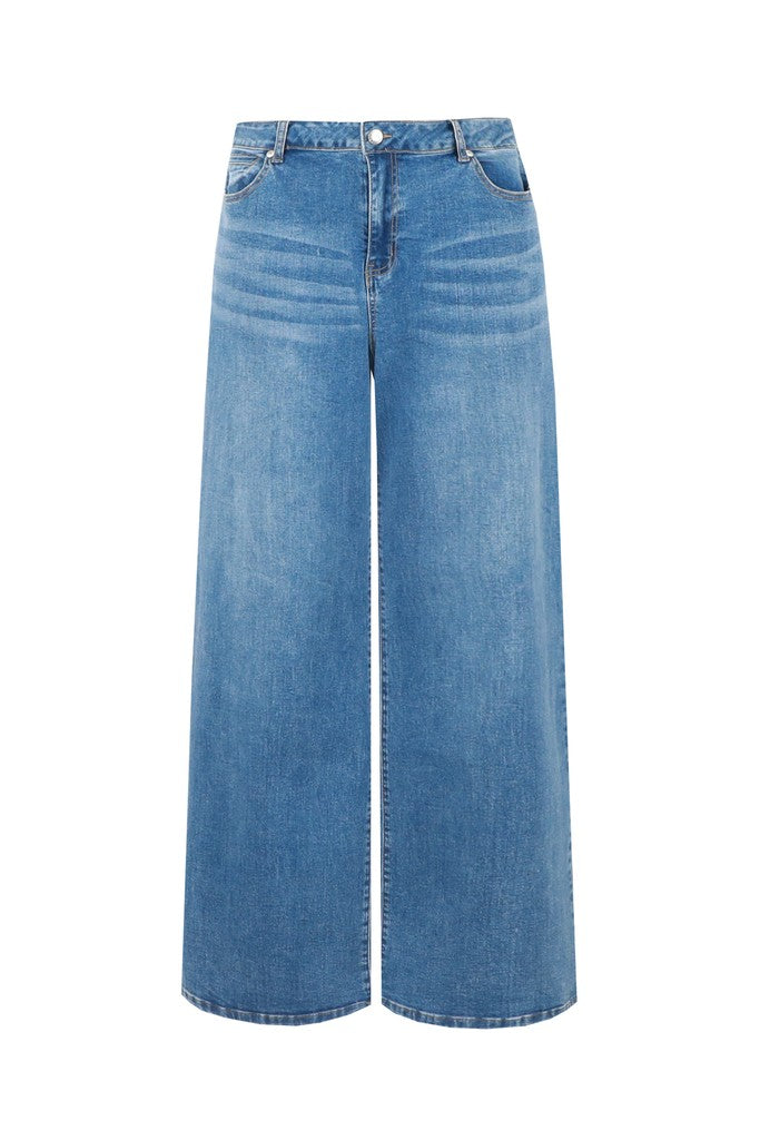 Exxcellent jeans wide leg blauw, detailfoto