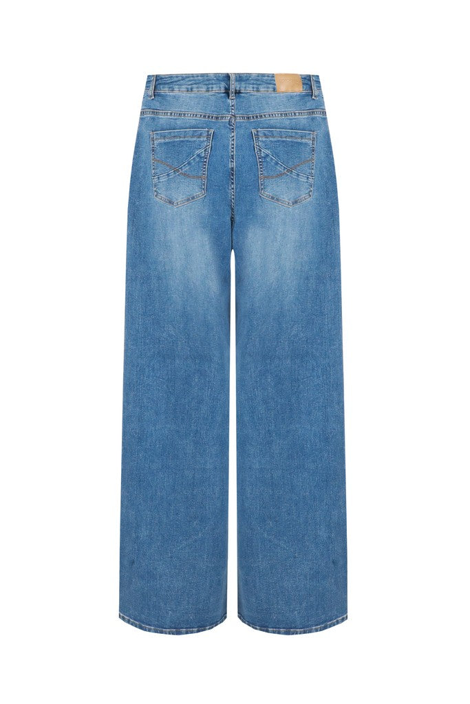 Exxcellent jeans wide leg blauw, detailfoto