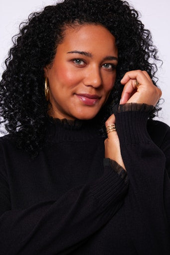 Exxcellent trui met opstaand kraagje 25WJE03 Jorien Zwart