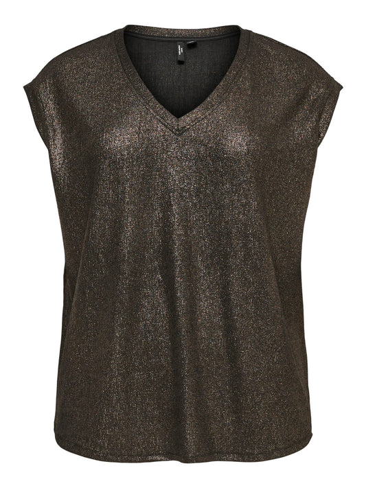 Vero Moda Curve top Chocolate Torte/Brown Lurex