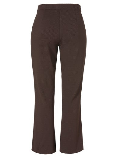 Frapp broek uitlopend model in bruin, detailfoto
