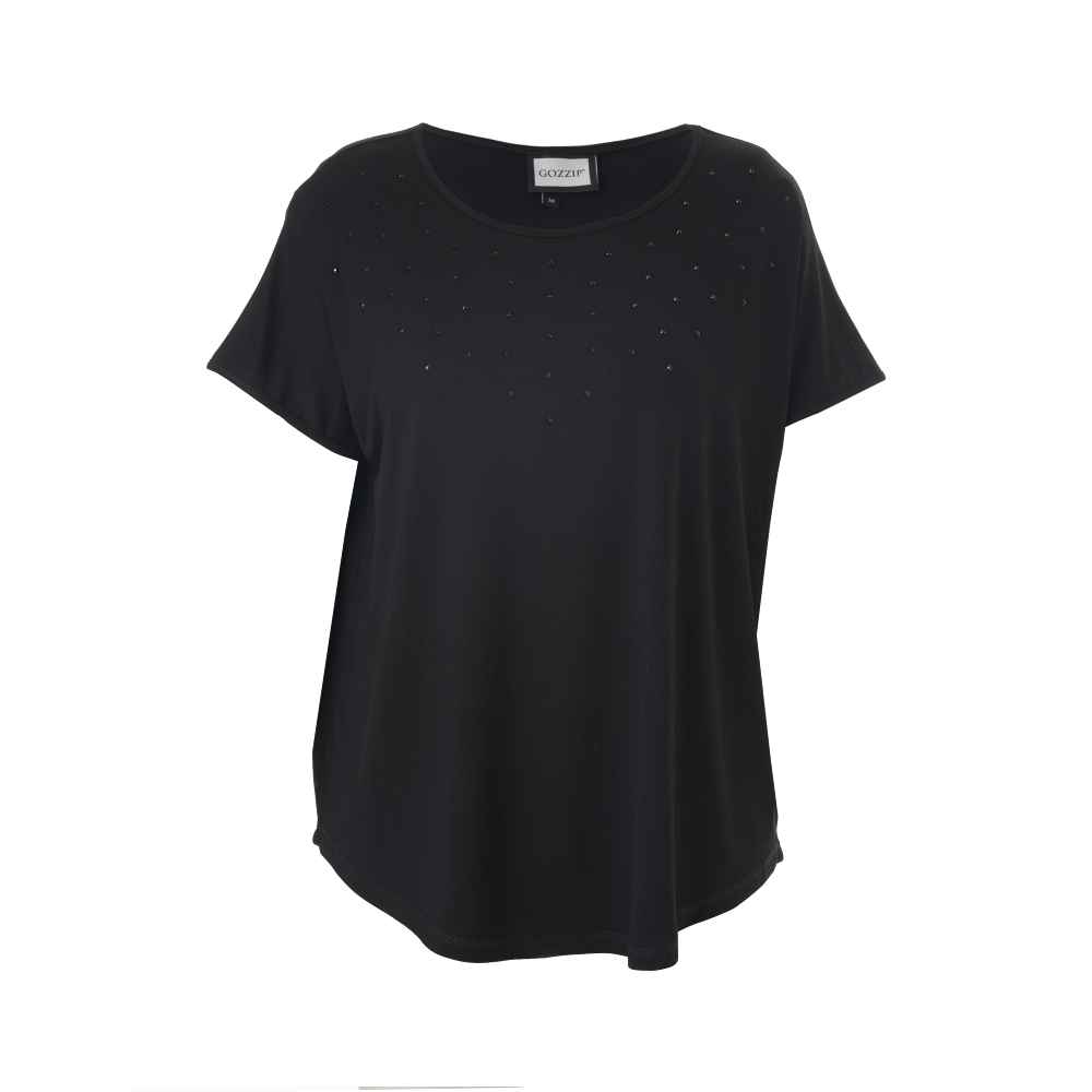 Gitte T-shirt m et strass steentjes G246047 Black