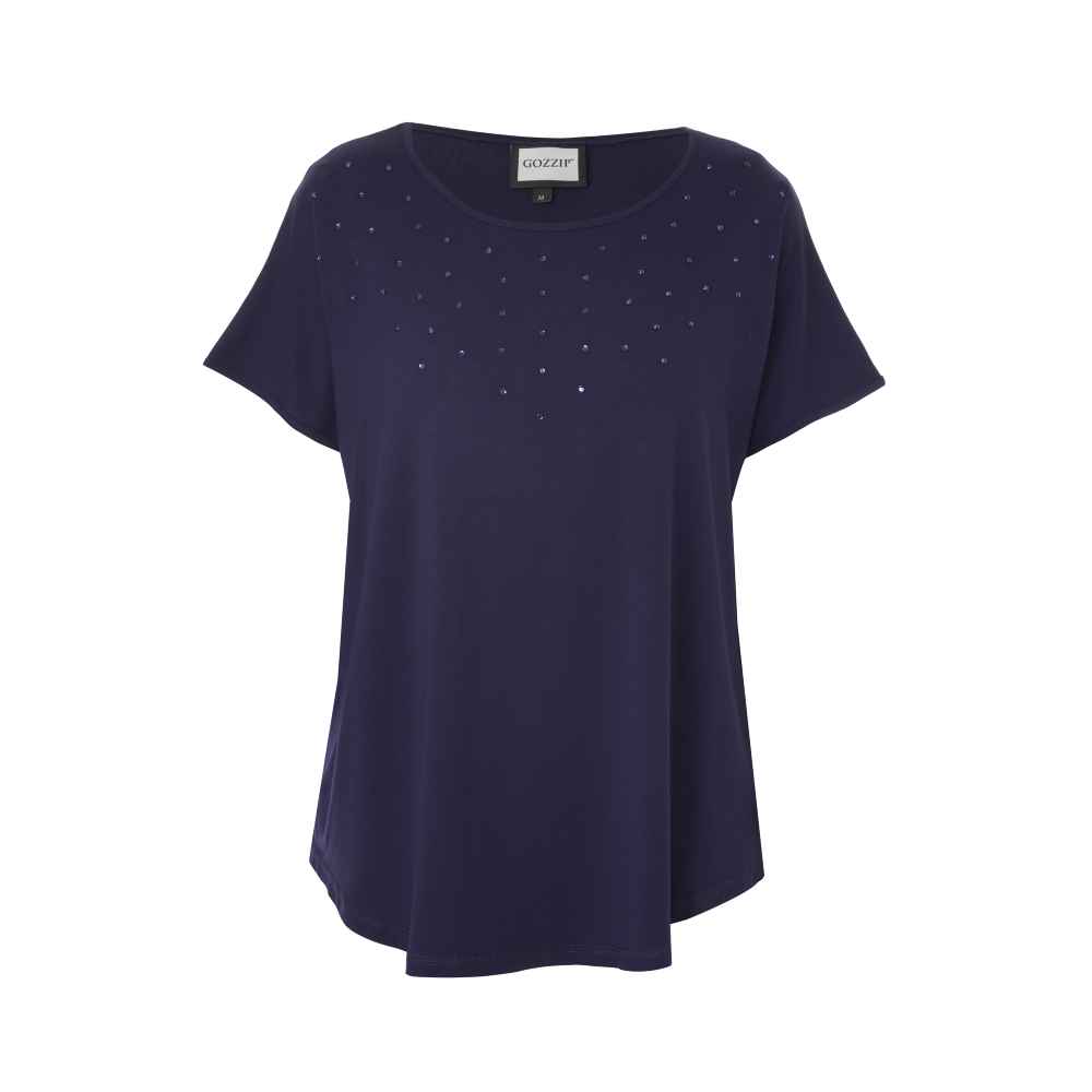 Gitte T-shirt met strass steentjes G246047 Blue