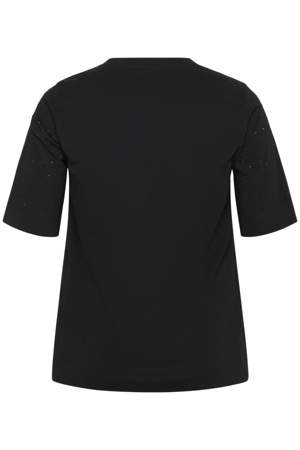 Kaffe Curve T-shirt met V-hals en glinstersteentjes 10583832 KCphoelina Zwart