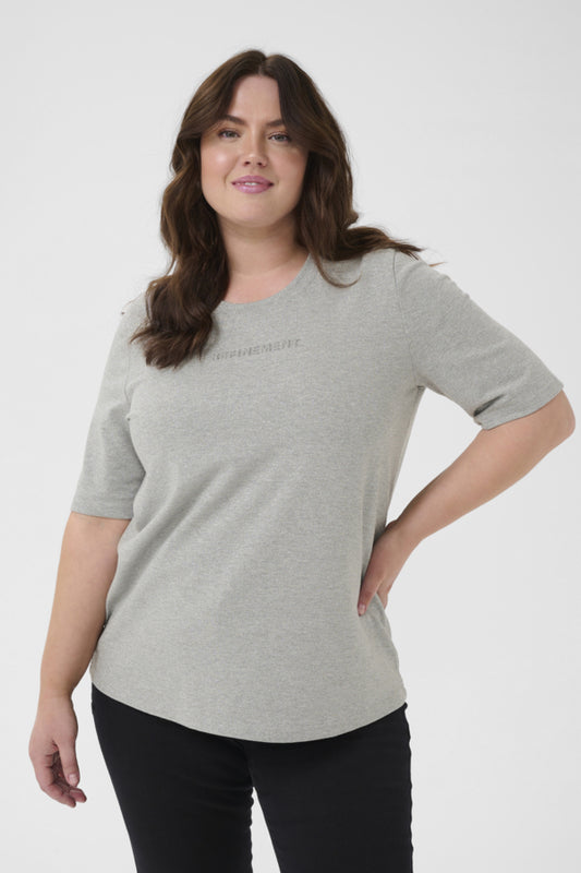 Kaffe Curve T-shirt met korte mouw en ronde hals 10583781 KClianca Grijs