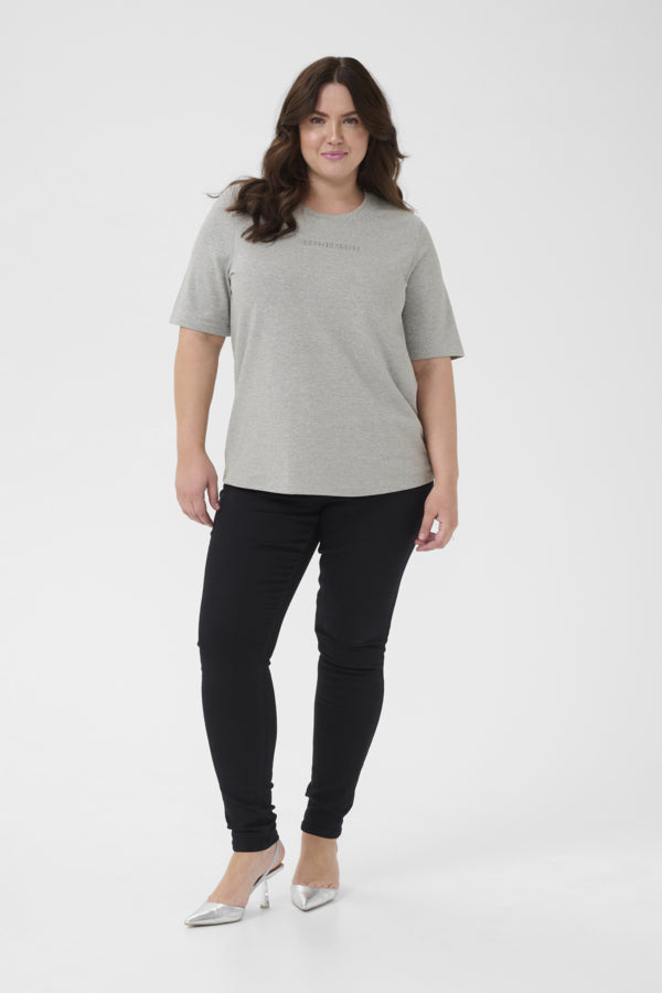 Kaffe Curve T-shirt met korte mouw en ronde hals 10583781 KClianca Grijs