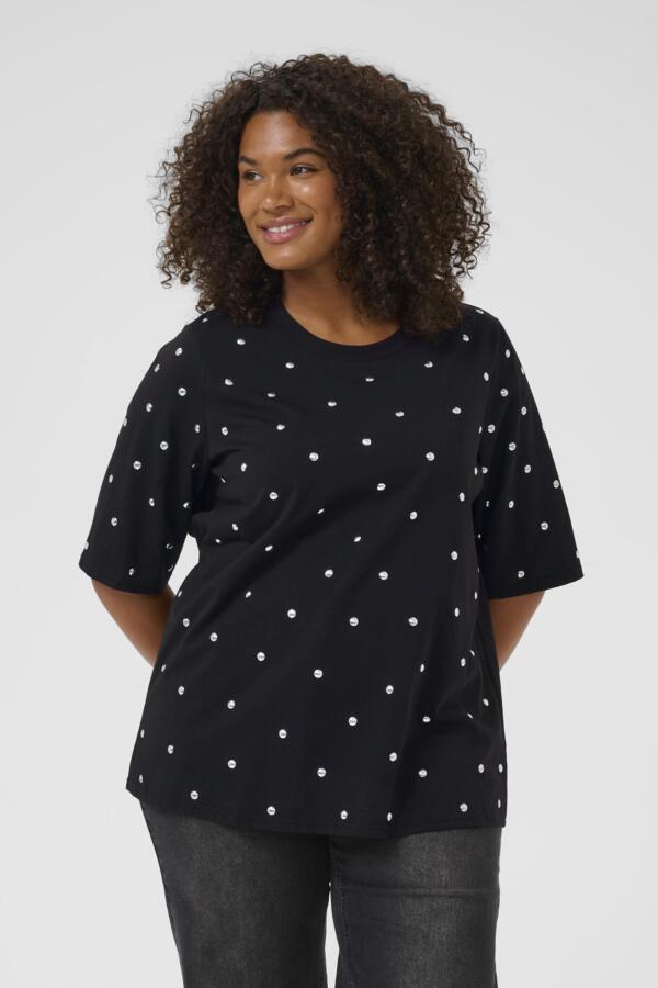 Kaffe Curve T-shirt met ronde hals 10583637 KChelena Zwart