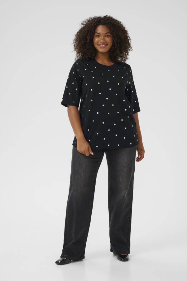 Kaffe Curve T-shirt met ronde hals 10583637 KChelena Zwart