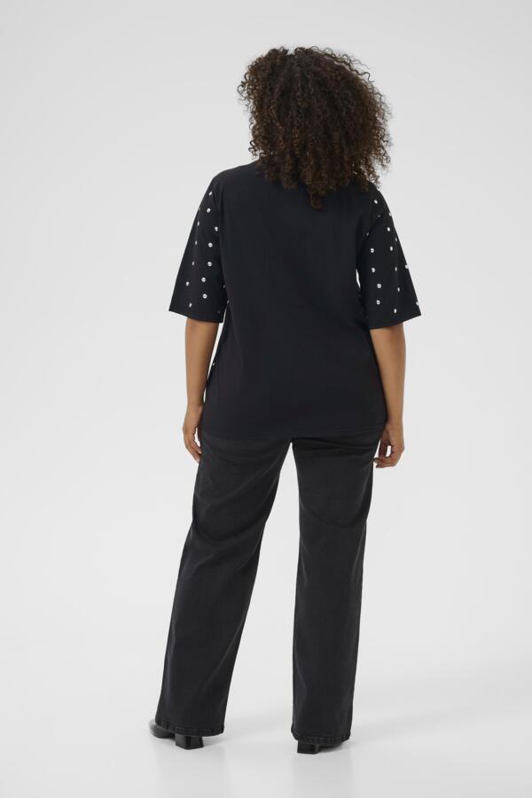 Kaffe Curve T-shirt met ronde hals 10583637 KChelena Zwart