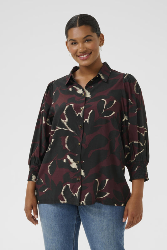 Kaffe Curve blouse met knoopsluiting 10583651 KCmilana Bordeaux