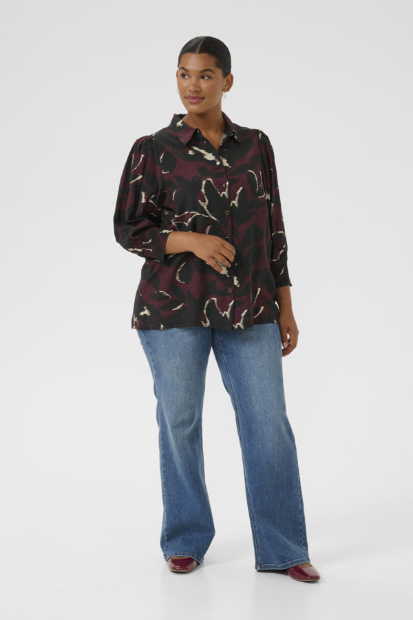 Kaffe Curve blouse met knoopsluiting 10583651 KCmilana Bordeaux