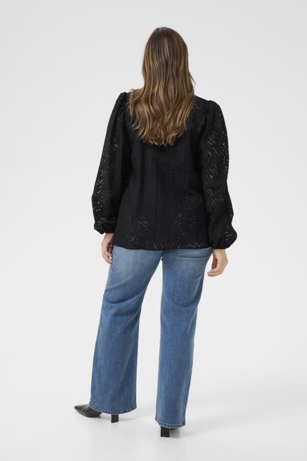 Kaffe Curve blouse met v-hals 10583682 KCvianna Zwart