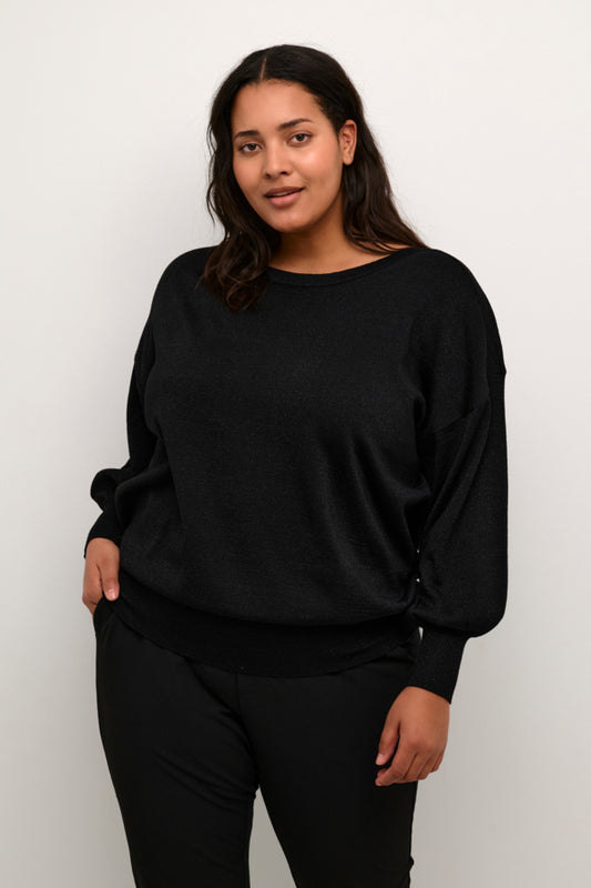 Kaffe Curve gebreide pullover met glittereffect 10581898 KCregitta  Zwart