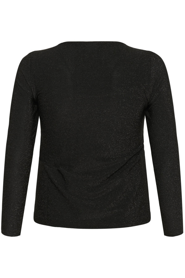 Kaffe Curve lange mouwen top met glans en keyhole detail 10583849 KCriana Zwart