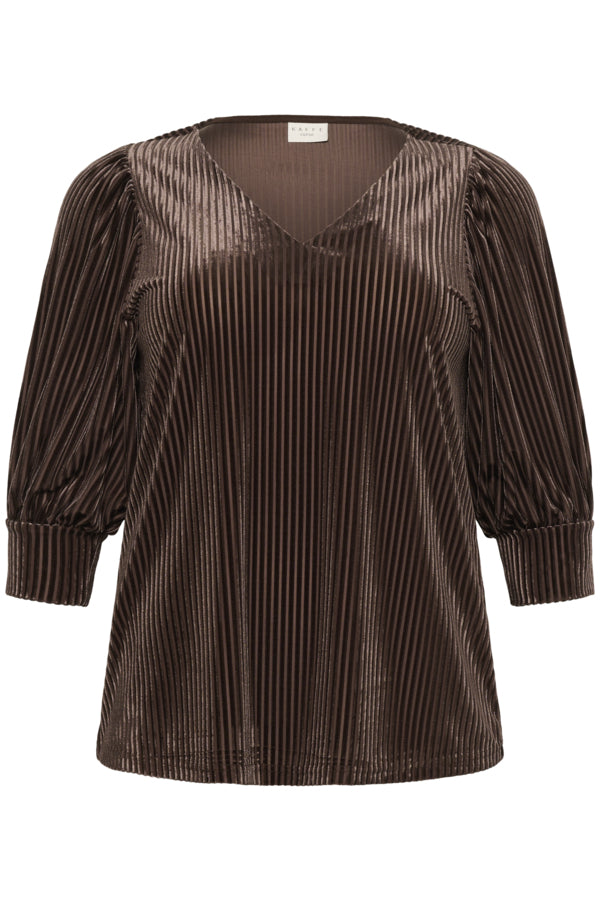 Kaffe Curve shirt met V-hals 10581210 KCcacanna  Bruin