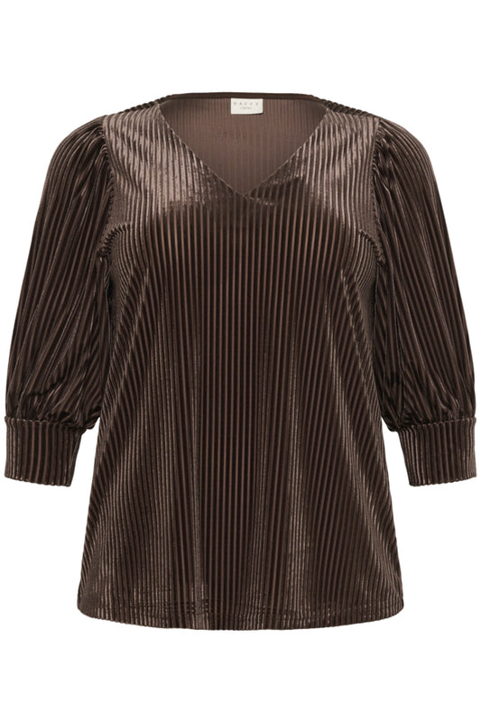 Kaffe Curve shirt met V-hals 10581210 KCcacanna  Bruin