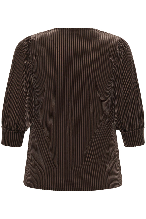 Kaffe Curve shirt met V-hals 10581210 KCcacanna  Bruin