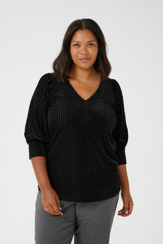 Kaffe Curve shirt met V-hals 10581210 KCcacanna  Zwart