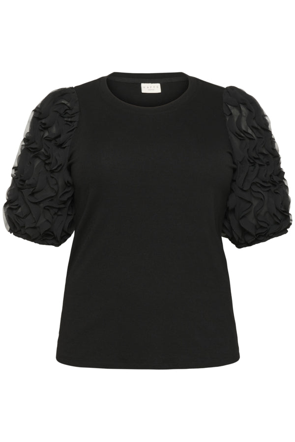 Kaffe Curve shirt met korte pofmouwen 10583840 KClucinda Zwart