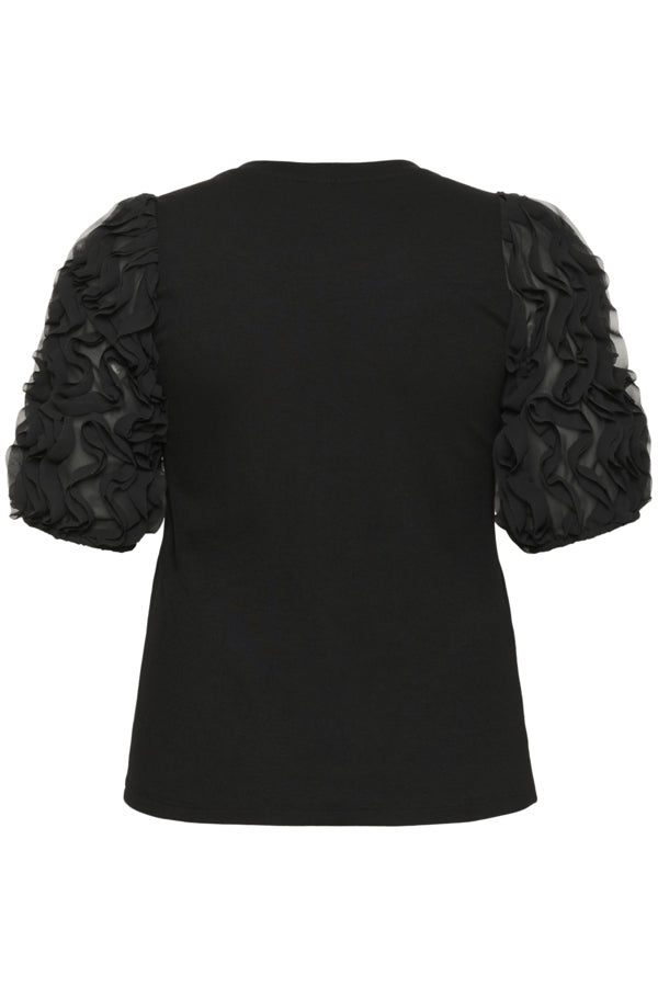 Kaffe Curve shirt met korte pofmouwen 10583840 KClucinda Zwart